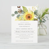 RUSTISCHES SONNENBLUMEN EUCALYPTUS-BRAUTPARTY EINLADUNG (Stehend Vorderseite)