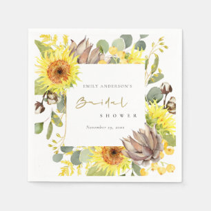 RUSTISCHES SONNENBLUMEN EUCALYPTUS-BRAUTPARTY SERVIETTE