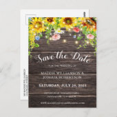 RUSTISCHES SONNENBLUMENLICHT BARNWOOD SAVE THE DAT POSTKARTE (Vorne/Hinten)