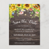 RUSTISCHES SONNENBLUMENLICHT BARNWOOD SAVE THE DAT POSTKARTE (Vorderseite)