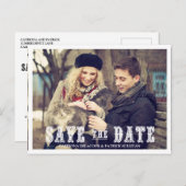 RUSTISCHES WESTERN SCRIPT FOTO SAVE THE DATE POSTC ANKÜNDIGUNGSPOSTKARTE (Vorne/Hinten)