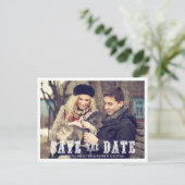 RUSTISCHES WESTERN SCRIPT FOTO SAVE THE DATE POSTC ANKÜNDIGUNGSPOSTKARTE (Stehend Vorderseite)