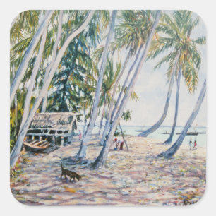 Rustling Palms Sansibar 2002 Quadratischer Aufkleber