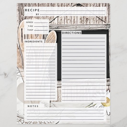 Rustlische Burlap-Rezept-Beilage (Vorderseite)