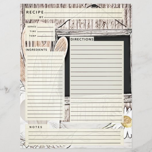 Rustlische Burlap-Rezept-Beilage (Rückseite)