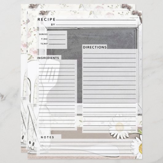 Rustlische Burlap-Rezept-Beilage (Vorne/Hinten)