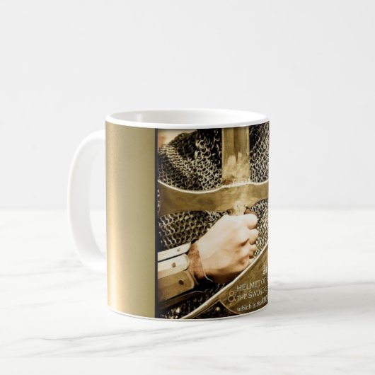 Rüstung der Gott-Krieger-Tasse Kaffeetasse (Vorderseite Links)