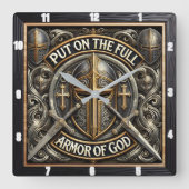 Rüstung Gott Faith Cross Quadratische Wanduhr (Vorderseite)