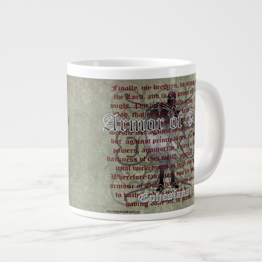Rüstung Gottes, Ephesianer 6:10-18, Christlicher S Jumbo-Tasse (Vorderseite Rechts)