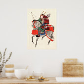 Rüstung und Hornhelm, Samurai auf Pferd Poster (Küche)