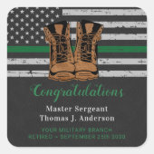 Rüstungsleder-Grüne Linie Quadratischer Aufkleber (Vorderseite)