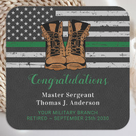 Rüstungsleder-Grüne Linie Quadratischer Aufkleber