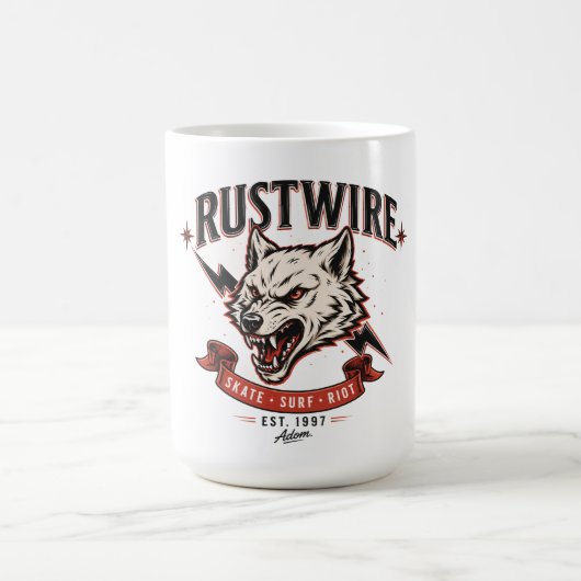 Rustwire Wolf Skull T-Shirt Kaffeetasse (Mittel)