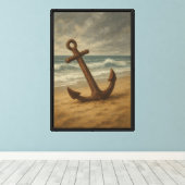 Rusty Anchor an der Küste Leinwanddruck (Insitu (Holzboden))