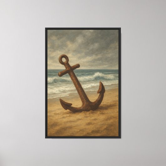 Rusty Anchor an der Küste Leinwanddruck (Vorderseite)