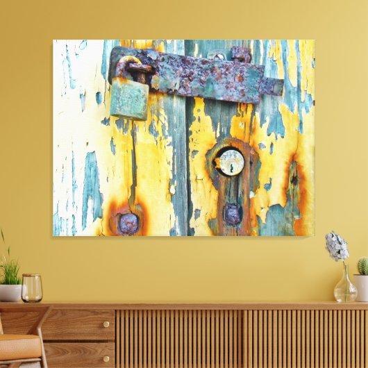 Rusty Aqua bemalt Scheunentüren Gallerie Leinwand (Insitu (Wohnzimmer))