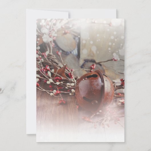 Rusty Bells Holly Berries Abendessen Einladung (Rückseite)