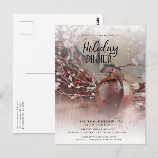 Rusty Bells Holly Berries Postkarte (Vorne/Hinten)