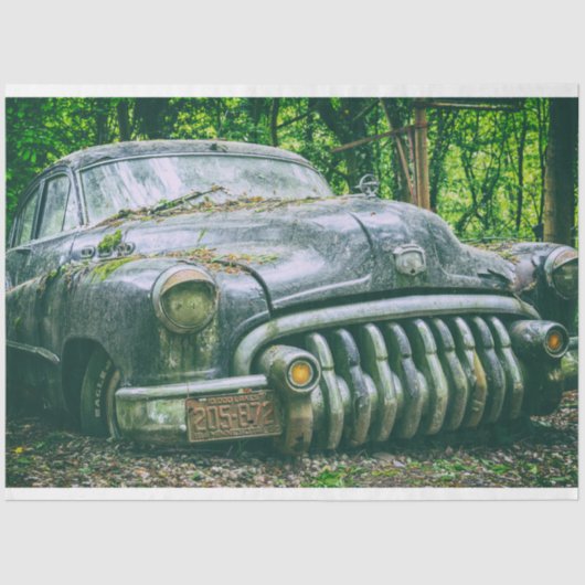 Rusty Black Car Vintag 20x30 Decoupage Seidenpapier (Vorderseite)
