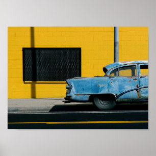 Rusty Blue Car und Yellow Wall Poster