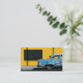 Rusty Blue Car und Yellow Wall Visitenkarte (Stehend Vorderseite)
