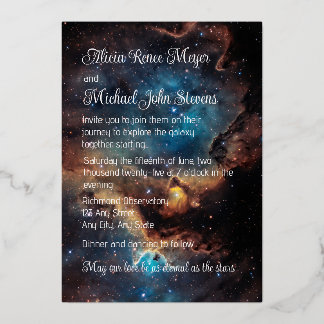Rusty Blue Cloud Nebula Gold Folieneinladung