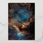 Rusty Blue Cloud Nebula Gold Folieneinladung (Vorderseite)