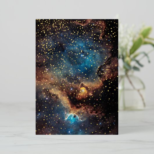 Rusty Blue Cloud Nebula Gold Folieneinladung (Stehend vorne)