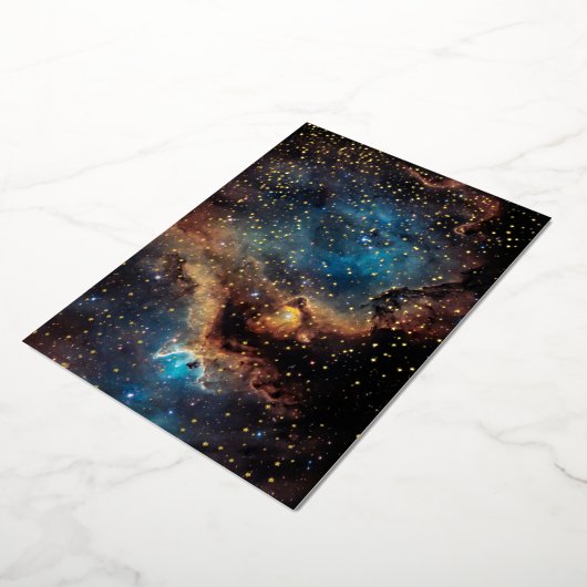 Rusty Blue Cloud Nebula Gold Folieneinladung (Gedreht)