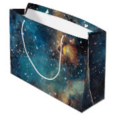 Rusty Blue Cloud Nebula Große Geschenktüte (Rückseite Schrägansicht)