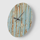 Rusty Blue Painted Metal Texture Große Wanduhr (Winkel)