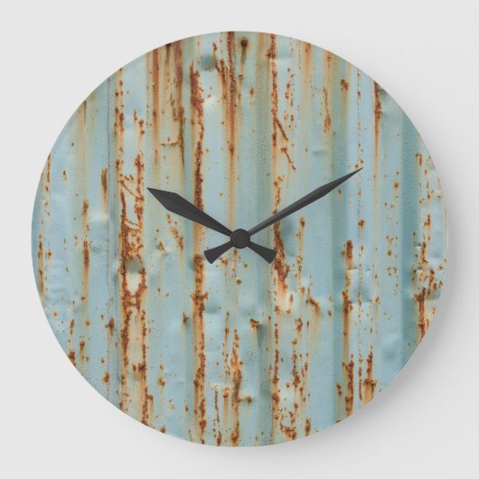 Rusty Blue Painted Metal Texture Große Wanduhr (Vorderseite)