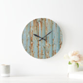 Rusty Blue Painted Metal Texture Große Wanduhr (Zuhause)