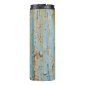 Rusty Blue Painted Metal Texture Thermosbecher (Rückseite)