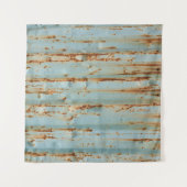 Rusty Blue Painted Metal Texture Wandteppich (Vorderseite (Horizontal))