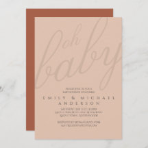 Rusty Blush Typografy Baby Shower Gender Reveal