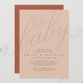 Rusty Blush Typografy Baby Shower Gender Reveal Einladung