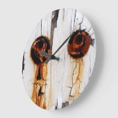 Rusty Bolts Nuts and Peeling Paint Große Wanduhr (Winkel)