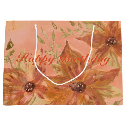 Rusty Browns mit Korallen und Orange Große Geschenktüte (Vorderseite)