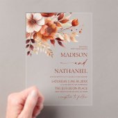 Rusty Burgundy Brown Blumengarten Hochzeit Acryleinladungen (Insitu (Handheld))