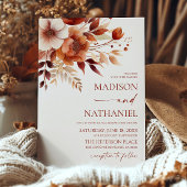 Rusty Burgundy Brown Blumengarten Hochzeit Einladung