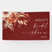 Rusty Burgundy Brown Floral Blume Brautparty Banner (Horizontal)