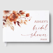 Rusty Burgundy Brown Floral Blume Brautparty Gästebuch (Vorderseite)