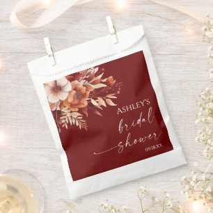 Rusty Burgundy Brown Floral Blume Brautparty Geschenktütchen