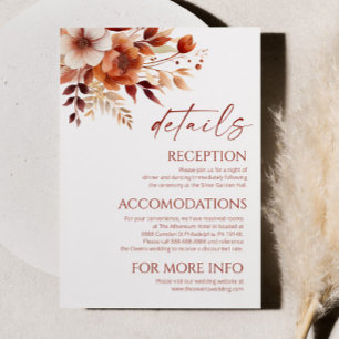 Rusty Burgundy Brown Floral Blume Hochzeiten Detai Begleitkarte