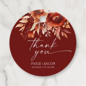 Rusty Burgundy Brown Floral Blume Wedding Geschenkanhänger (Rückseite)