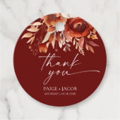 Rusty Burgundy Brown Floral Blume Wedding Geschenkanhänger (Vorderseite)