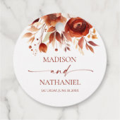 Rusty Burgundy Brown Floral Blume Wedding Geschenkanhänger (Rückseite)