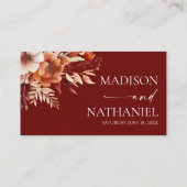 Rusty Burgundy Brown Floral Blume Wedding Platzkarte (Rückseite)