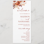 Rusty Burgundy Brown Floral Blume Wedding Programm (Vorderseite)